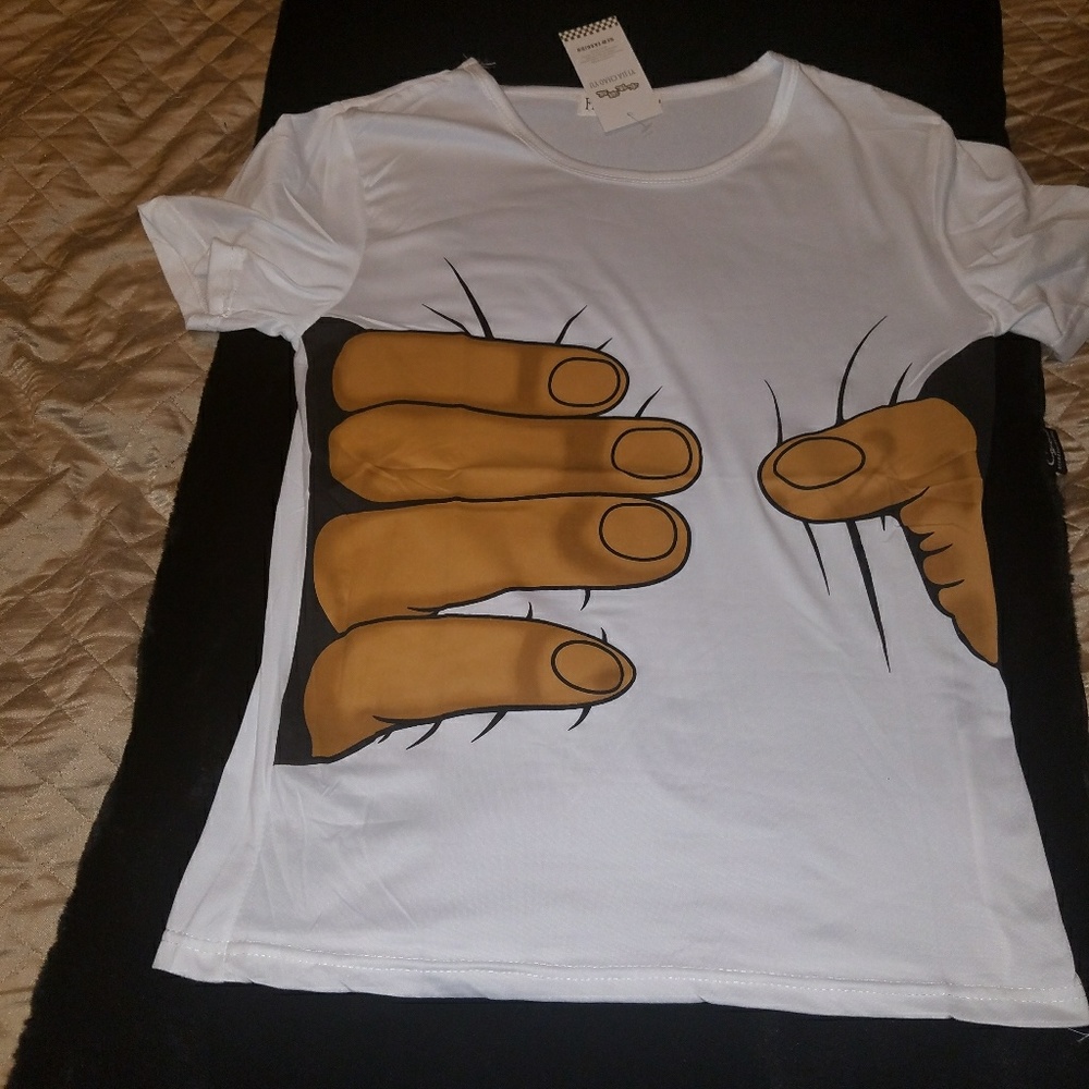 Mens 3D Big Hands Spandex Shirt